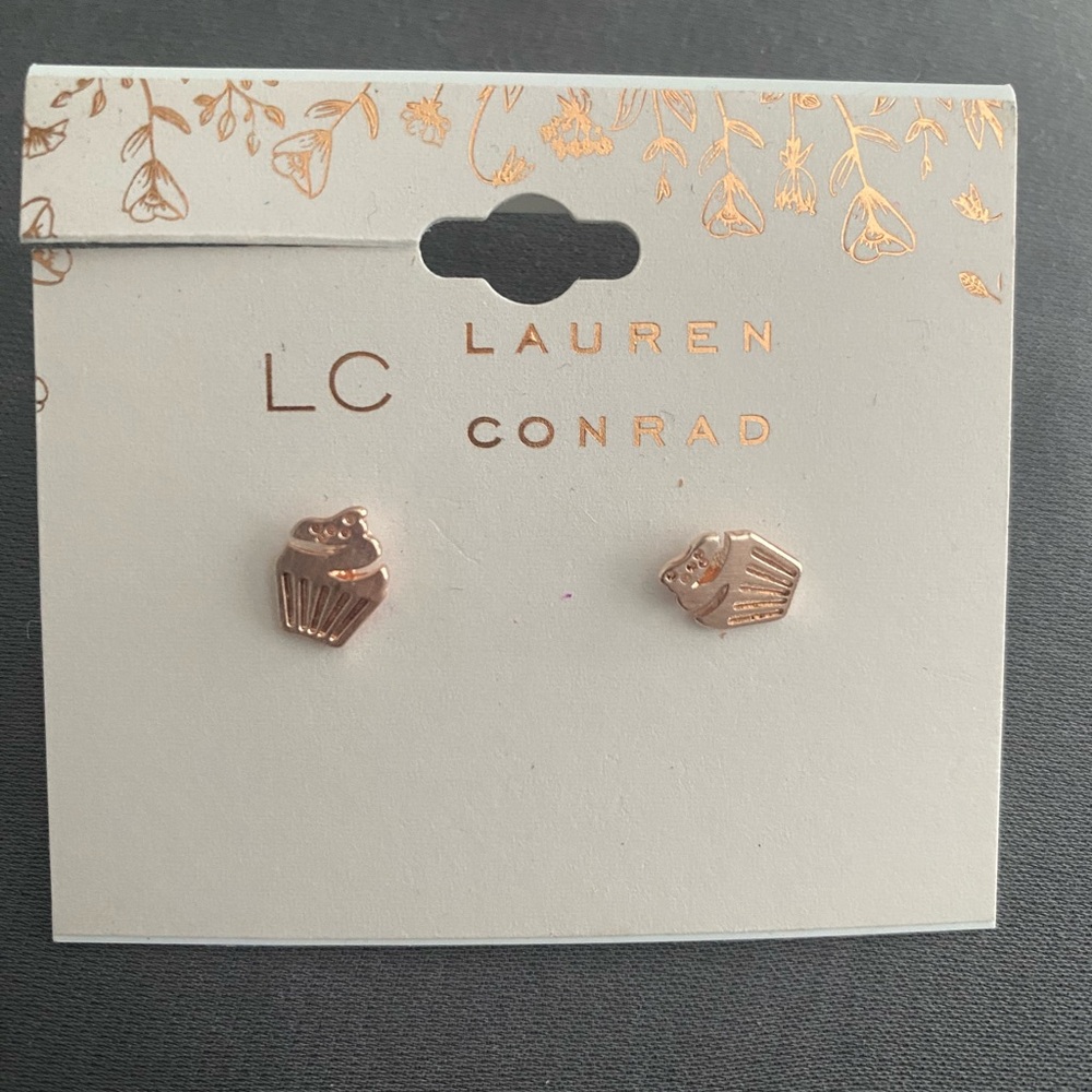 Rose Gold Cupcake Earrings